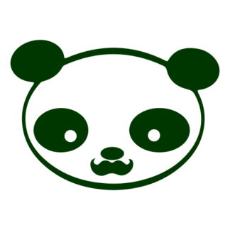 Young Panda Funny Moustache Decal (Dark Green)